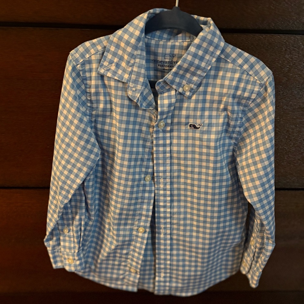 Vineyard Vines Kids Light Blue Performance Shirt